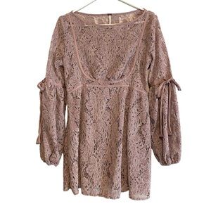 Free People Sheer Lace Mini Dress. Mauve to Lilac. Sz. XS